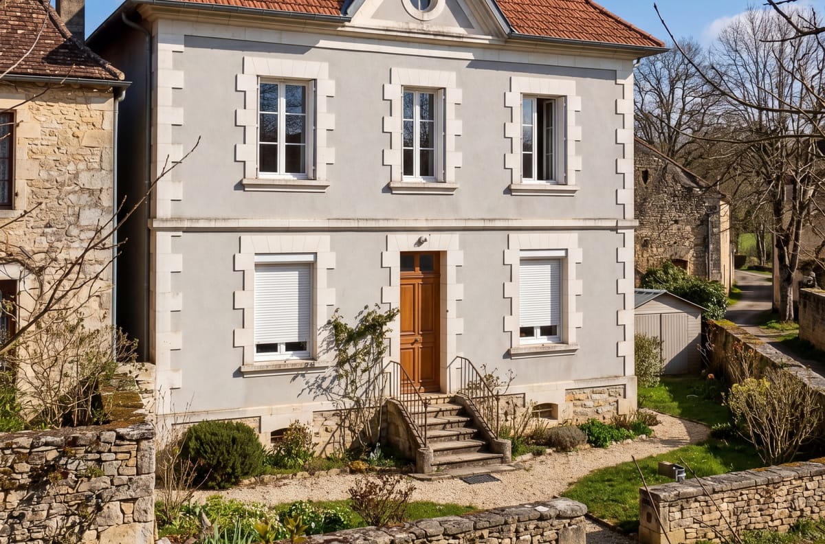 Maison de maître à fronton avec toiture en croupe en tuiles plates, couverture par un couvreur à Bergerac