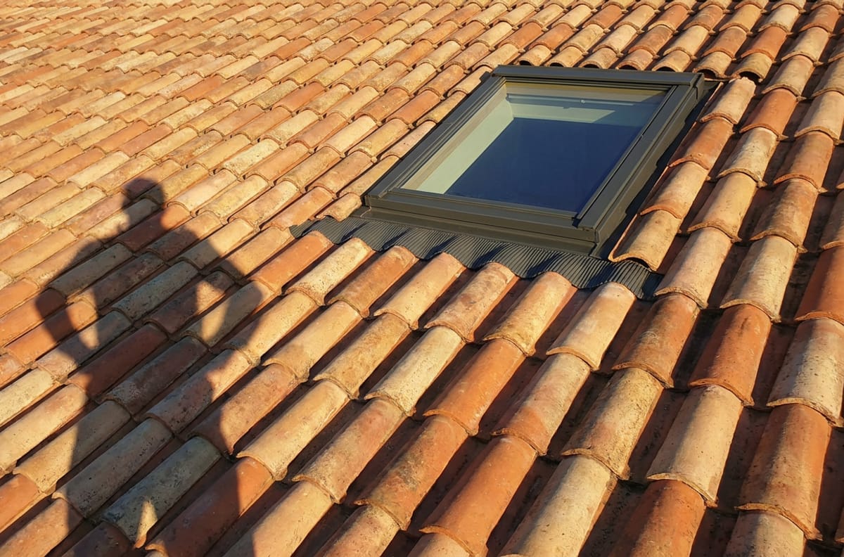 Installation d'une fenêtre de toit Velux sur toiture en tuiles canal par un couvreur à Bergerac